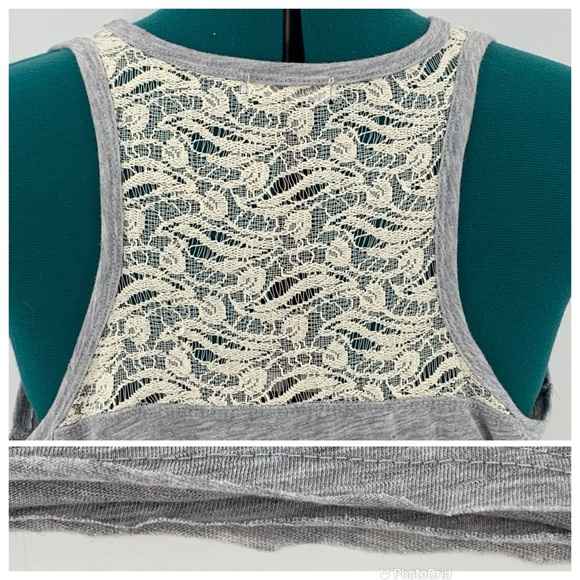 Maurices Grey Textured and Bejewelled Lace Back Tank Top, Large - Picture 14 of 16